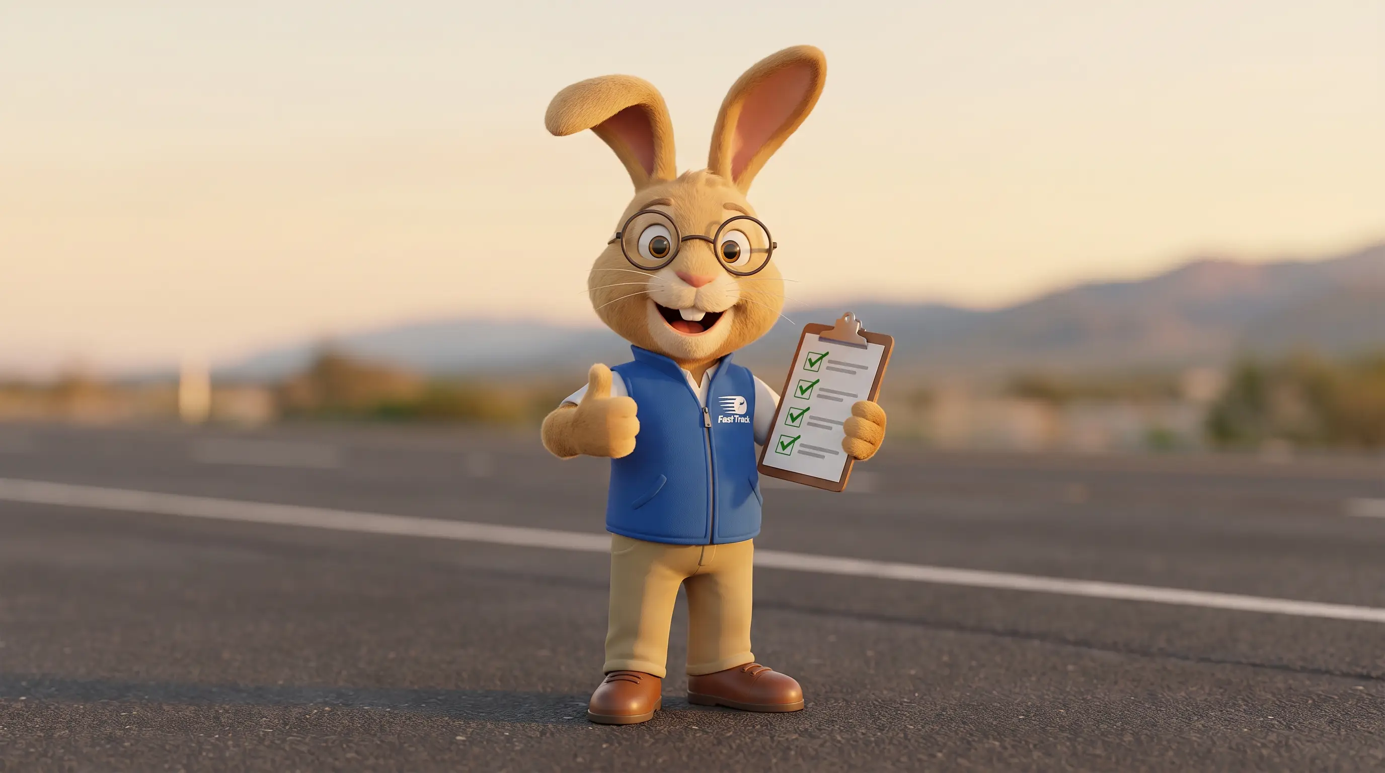 Course Guide hare giving a thumbs-up beside a fully checked-off course checklist